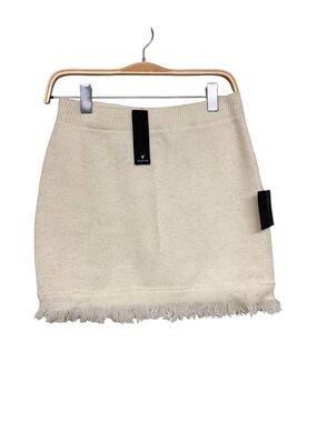 New Lulus Cream Fringed‎ Knit Sweater Mini Skirt